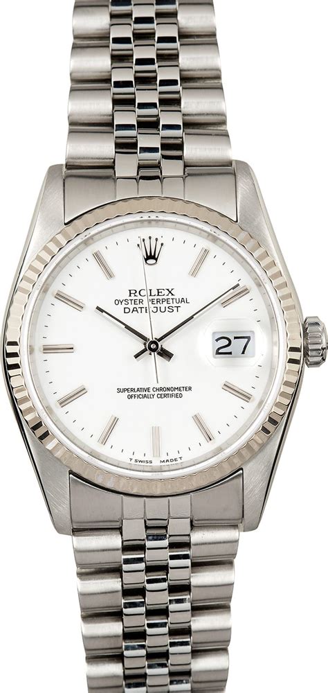 rolex datejust 16234 white dial|Rolex 16234 for sale.